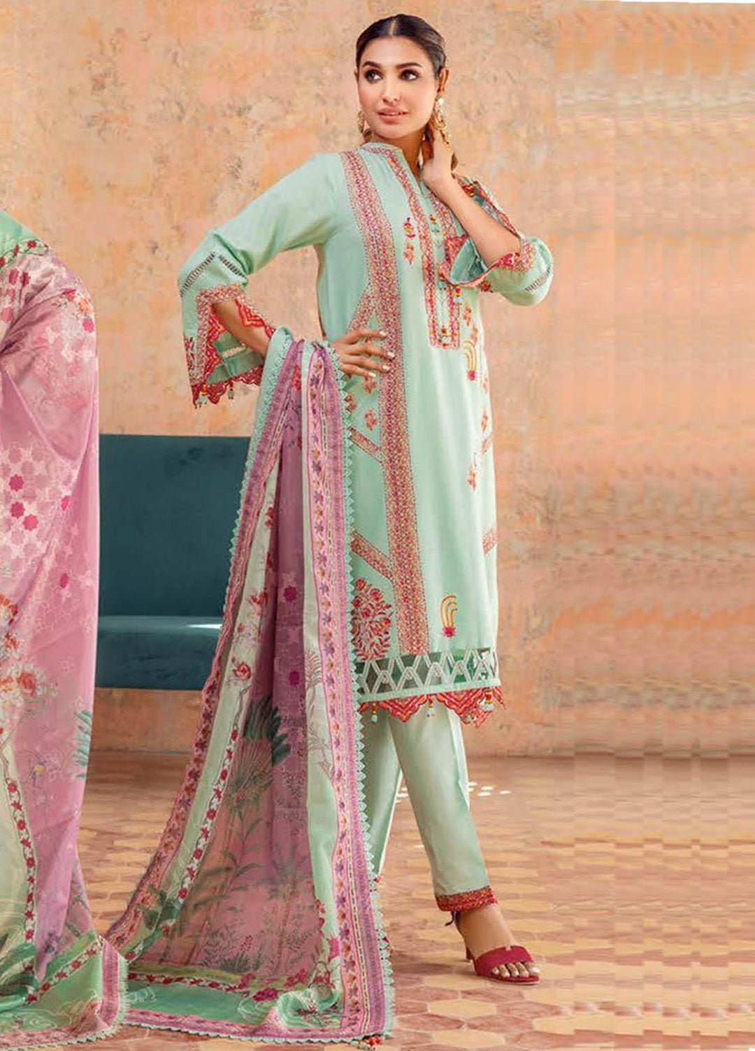Gul Ahmed Embroidered Lawn Suits Unstitched 3 Piece GA23PS SSM-32007 - Summer Collection
