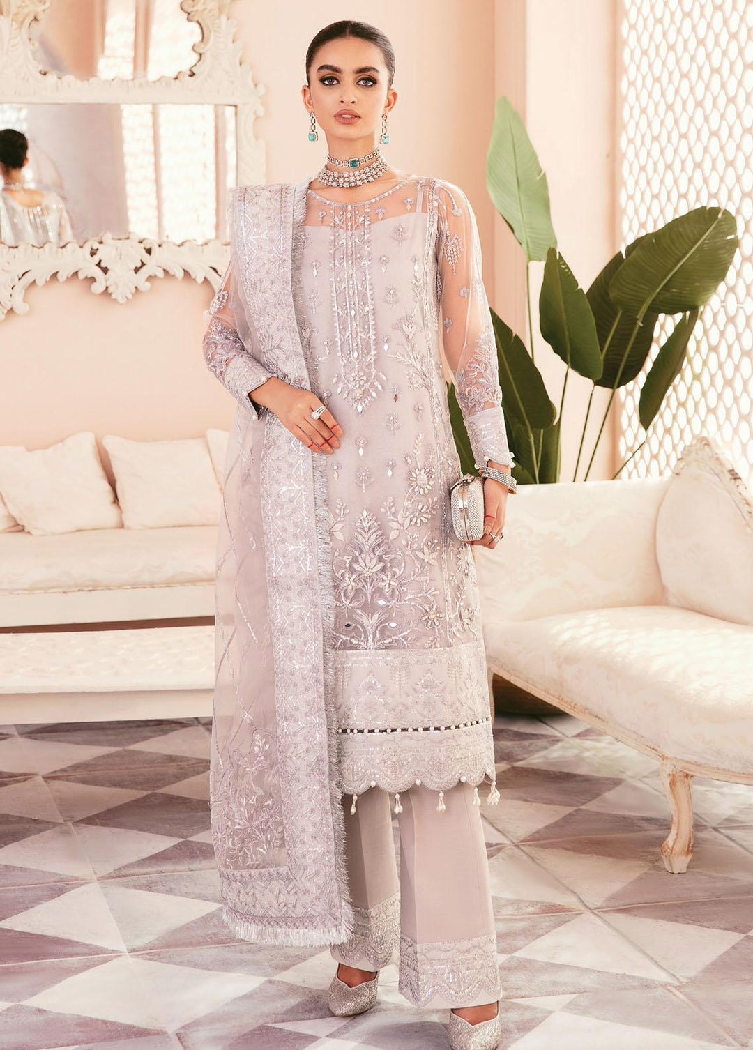 Gulaal Embroidered Net Suits Unstitched 4 Piece GL22E 08 Aiylah - Luxury Formals Collection