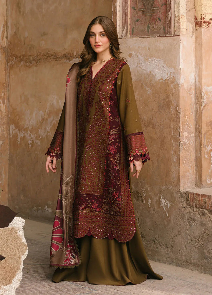 Gulabi Baagh by Bin Ilyas Embroidered Karandi Suit Unstitched 3 Piece BI24GB 156-A - Winter Collection