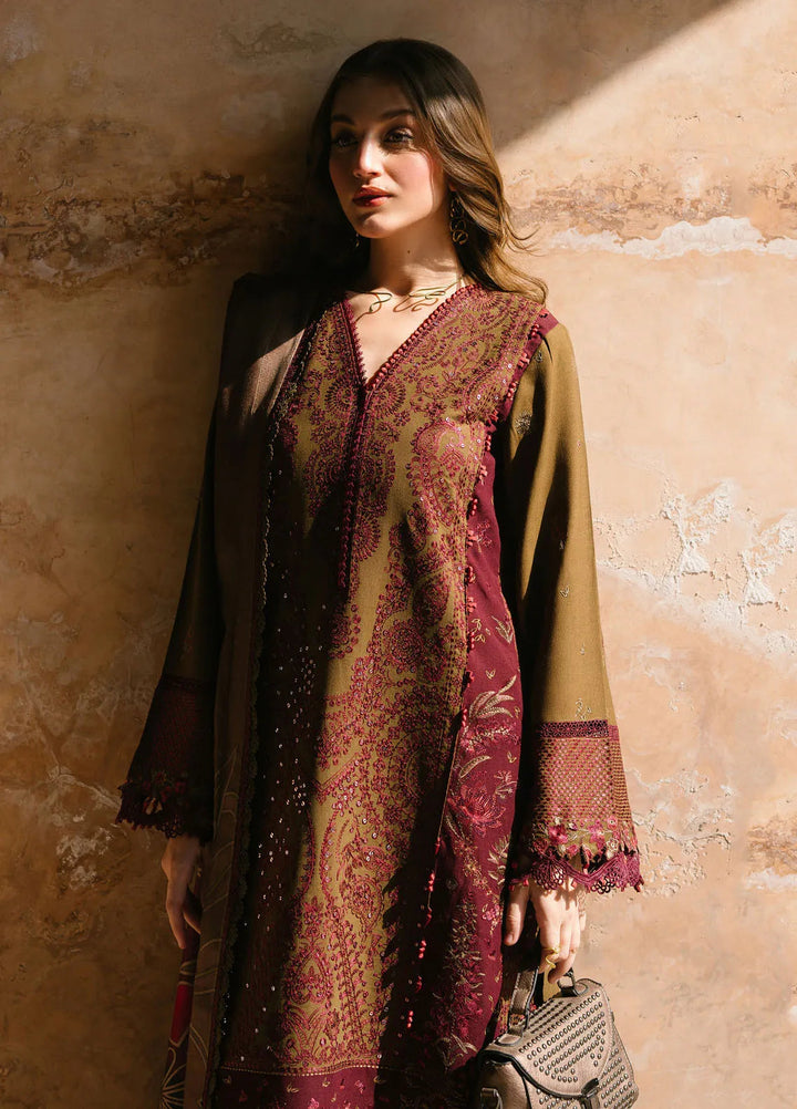 Gulabi Baagh by Bin Ilyas Embroidered Karandi Suit Unstitched 3 Piece BI24GB 156-A - Winter Collection