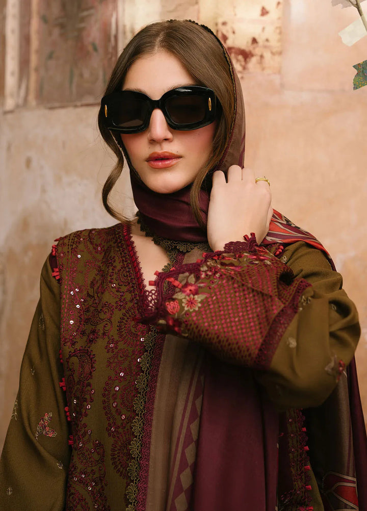 Gulabi Baagh by Bin Ilyas Embroidered Karandi Suit Unstitched 3 Piece BI24GB 156-A - Winter Collection
