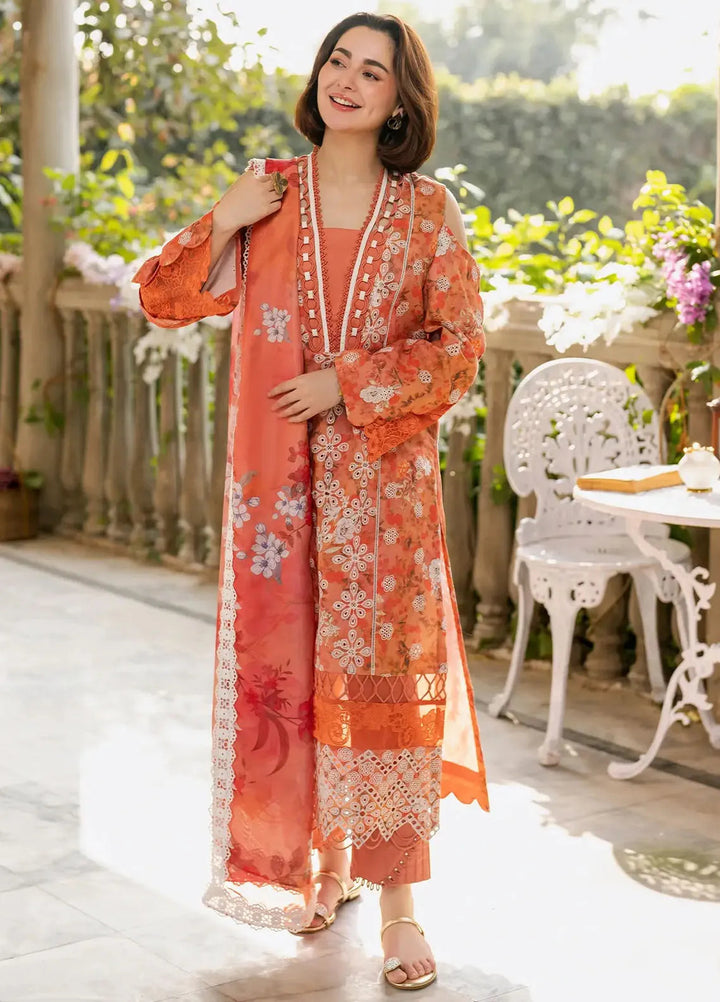 Gulkari by Asifa and Nabeel Chikankari Lawn Suit Unstitched 3 Piece AN25G GKL-08 Citrus Glow - Summer Collection
