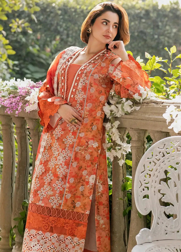 Gulkari by Asifa and Nabeel Chikankari Lawn Suit Unstitched 3 Piece AN25G GKL-08 Citrus Glow - Summer Collection