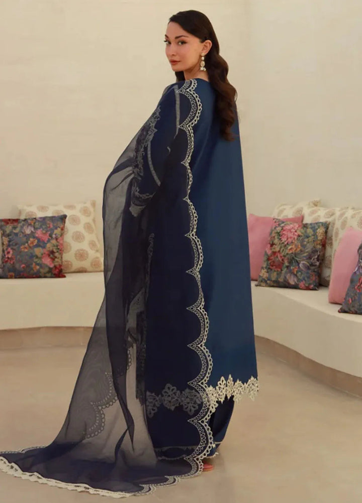 Gulmina Embroidered Lawn Suit Unstitched 3 Piece GLM25US Blue Orchid - Summer Collection