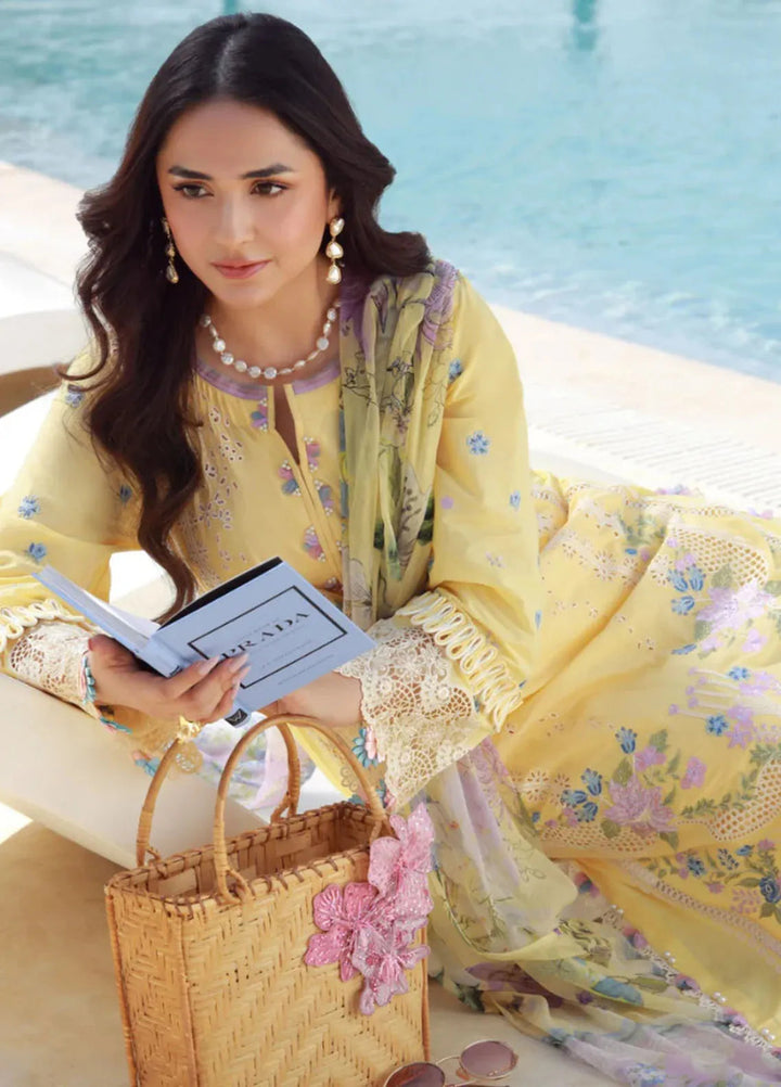 Gulmina Embroidered Lawn Suit Unstitched 3 Piece GLM25US Daffodils - Summer Collection