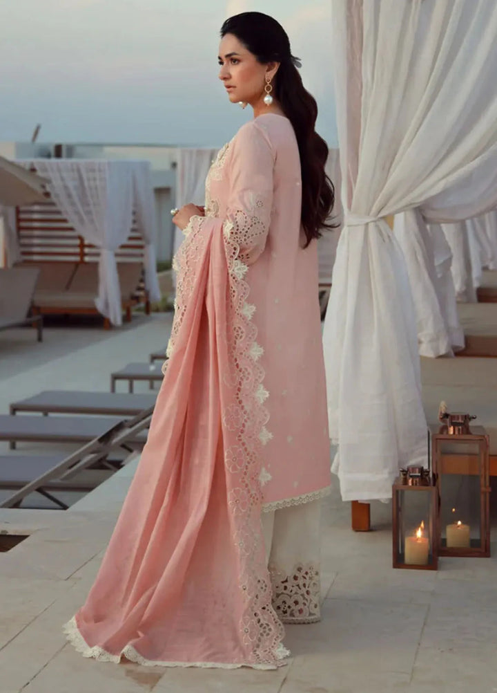 Gulmina Embroidered Lawn Suit Unstitched 3 Piece GLM25US Pink Lilly - Summer Collection