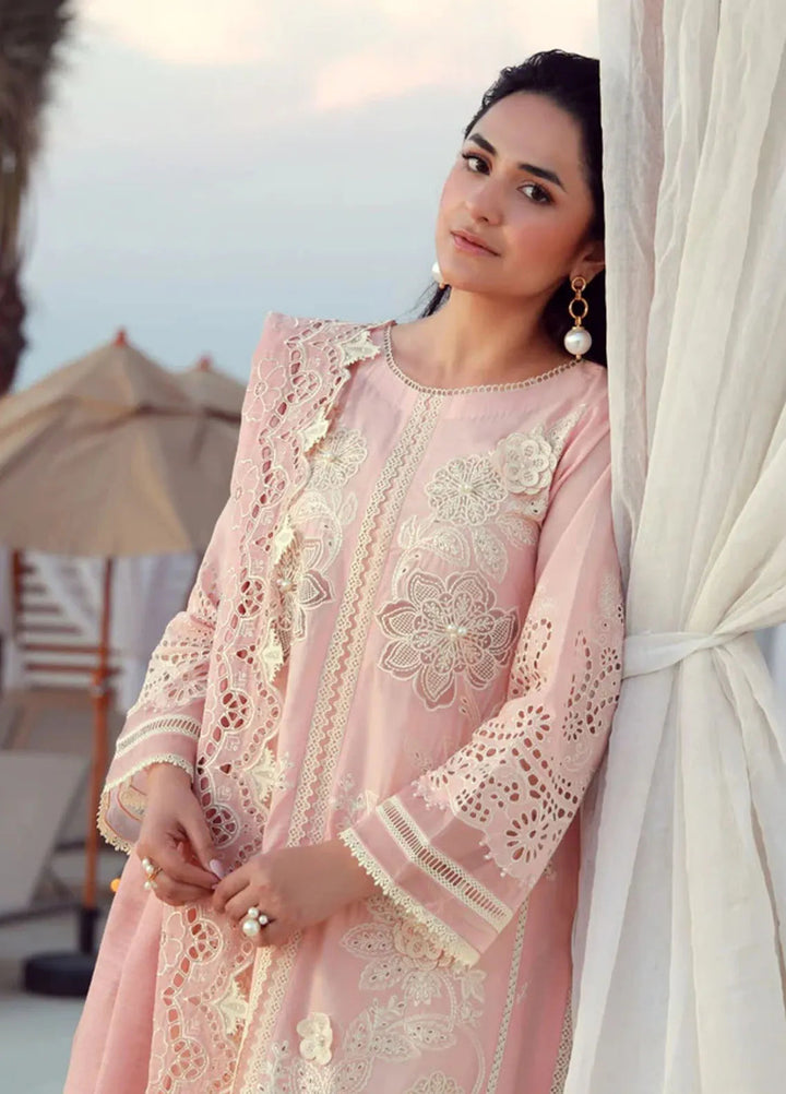Gulmina Embroidered Lawn Suit Unstitched 3 Piece GLM25US Pink Lilly - Summer Collection