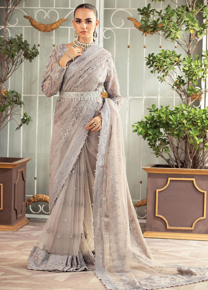 Gulmira By House of Nawab Embroidered Net  Unstitched Saree HON23G3 D-01 Hesan - Luxury Collection
