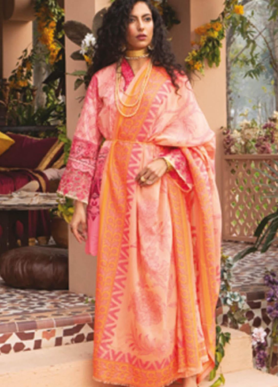 Orient Textile Embroidered Lawn Suits Unstitched 3 Piece OTL-20-142 Peach - Summer Collection