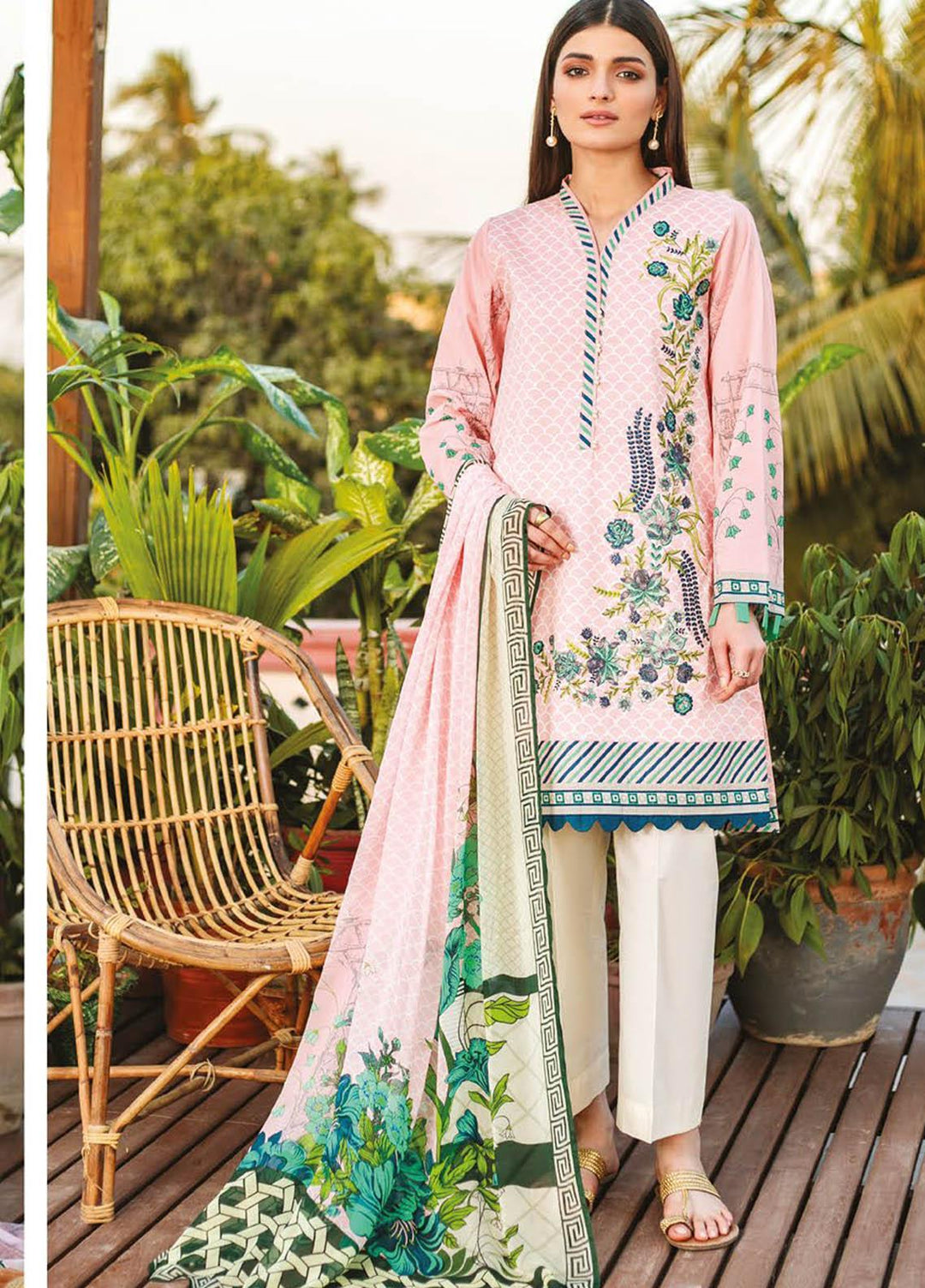 Orient Textile Embroidered Lawn Suits Unstitched 3 Piece OTL-21-021 Pink - Summer Collection
