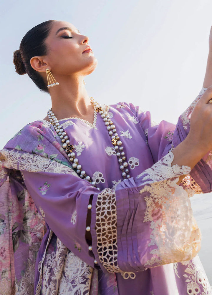 Hai Kuch By Elaf Embroidered Lawn Suit Unstitched 3 Piece EF24HK EHK-2A Banafsha - Festive Collection