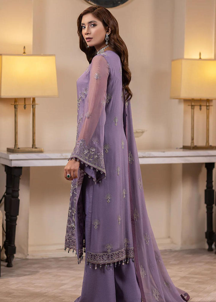 Haya By Kuch Khas Embroidered Chiffon Suits Unstitched 3 Piece FL23-KK14 K-1401 Dahlia - Festive Collection