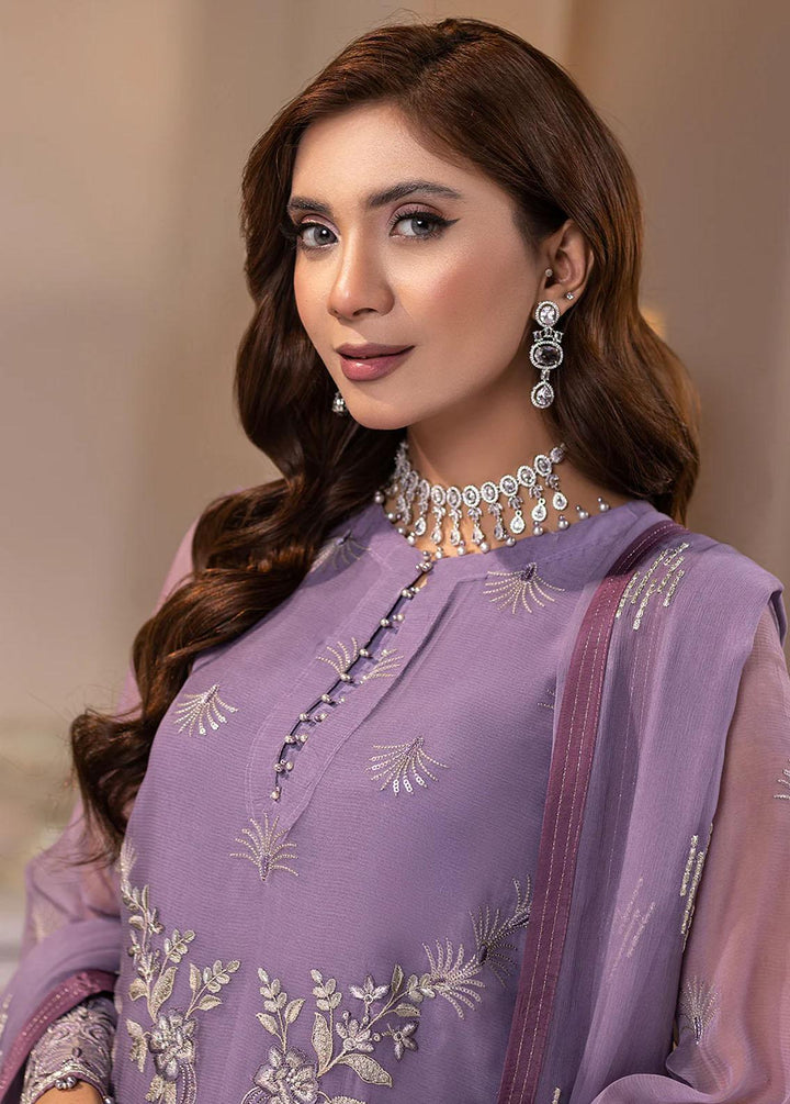 Haya By Kuch Khas Embroidered Chiffon Suits Unstitched 3 Piece FL23-KK14 K-1401 Dahlia - Festive Collection