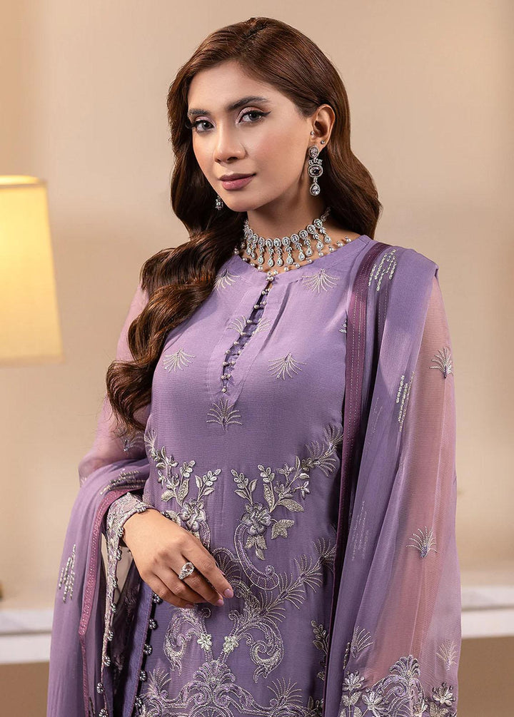 Haya By Kuch Khas Embroidered Chiffon Suits Unstitched 3 Piece FL23-KK14 K-1401 Dahlia - Festive Collection