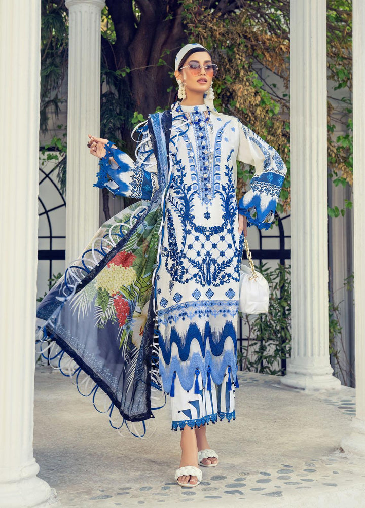 HemStitch Embroidered Lawn Suits Unstitched 3 Piece HS22LU White - Summer Collection