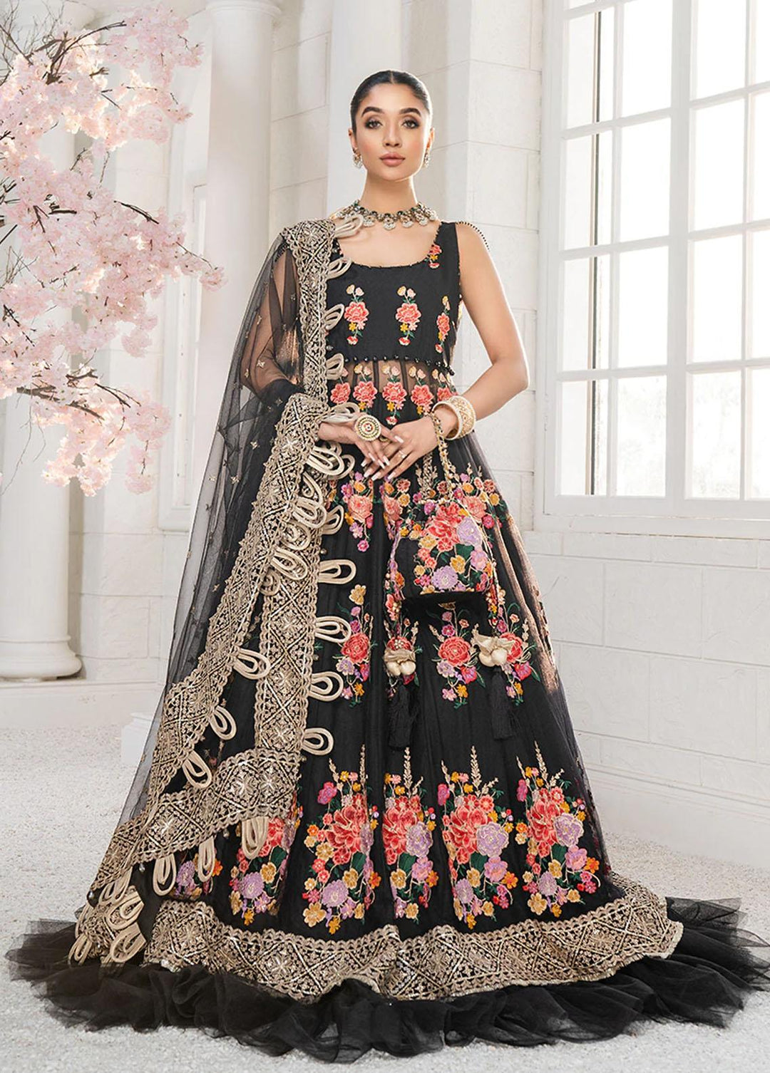 HemStitch Embroidered Net Suits Unstitched 3 Piece HST22L HL-01 AMIRAH - Luxury Collection