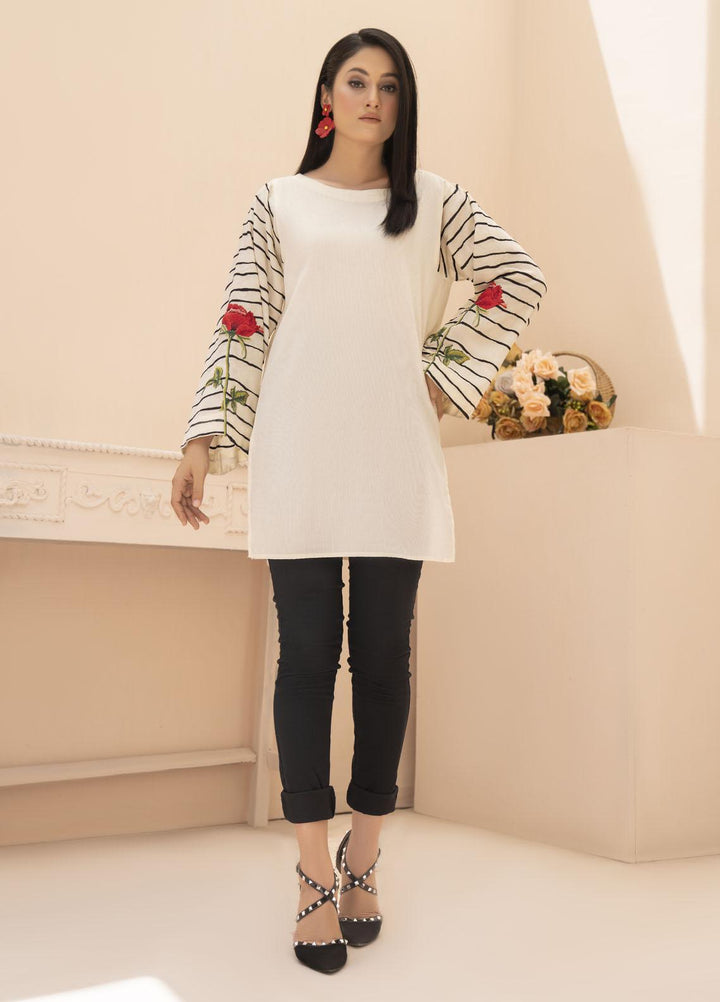 HemStitch Casual Pret  Lawn Kurti HS22PK Neha Off White