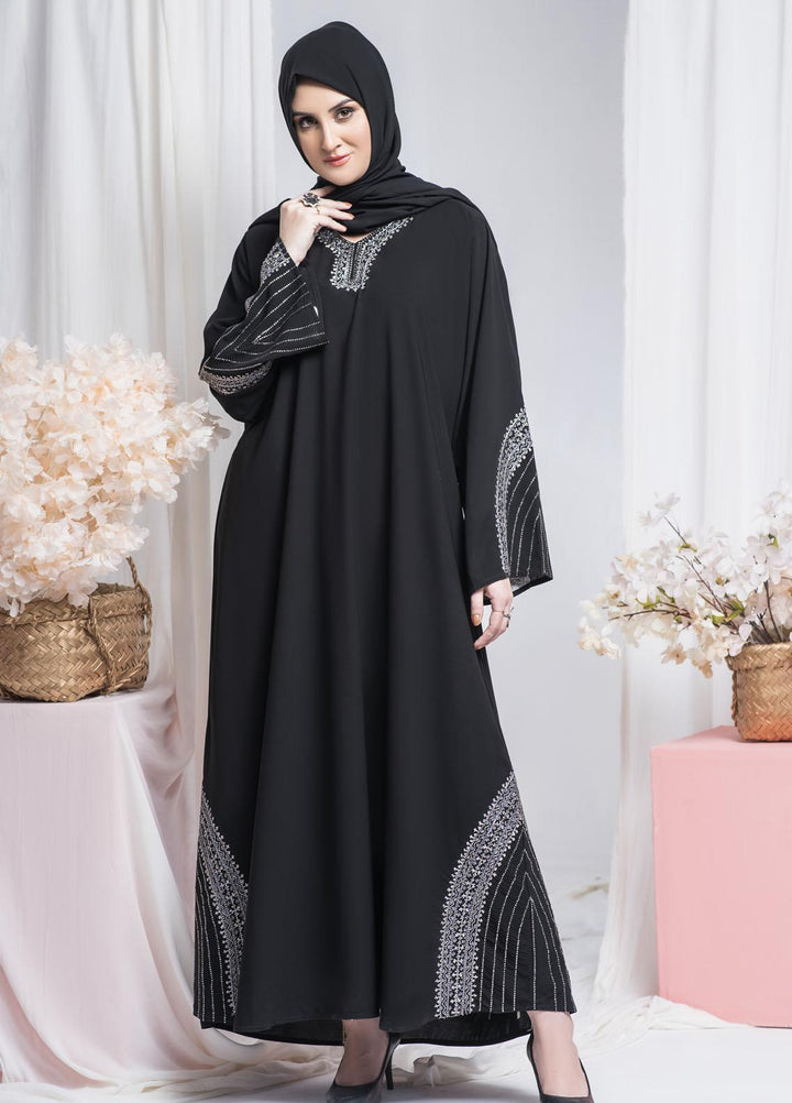 Hijab ul Ameer  Nida Casual Abaya JS-859 Black Kashmiri
