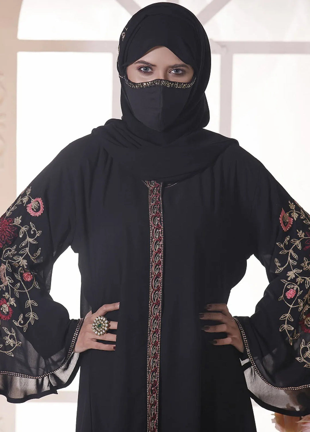 Hijab ul Ameer Pret Casual  Abaya Black Naksh Abaya