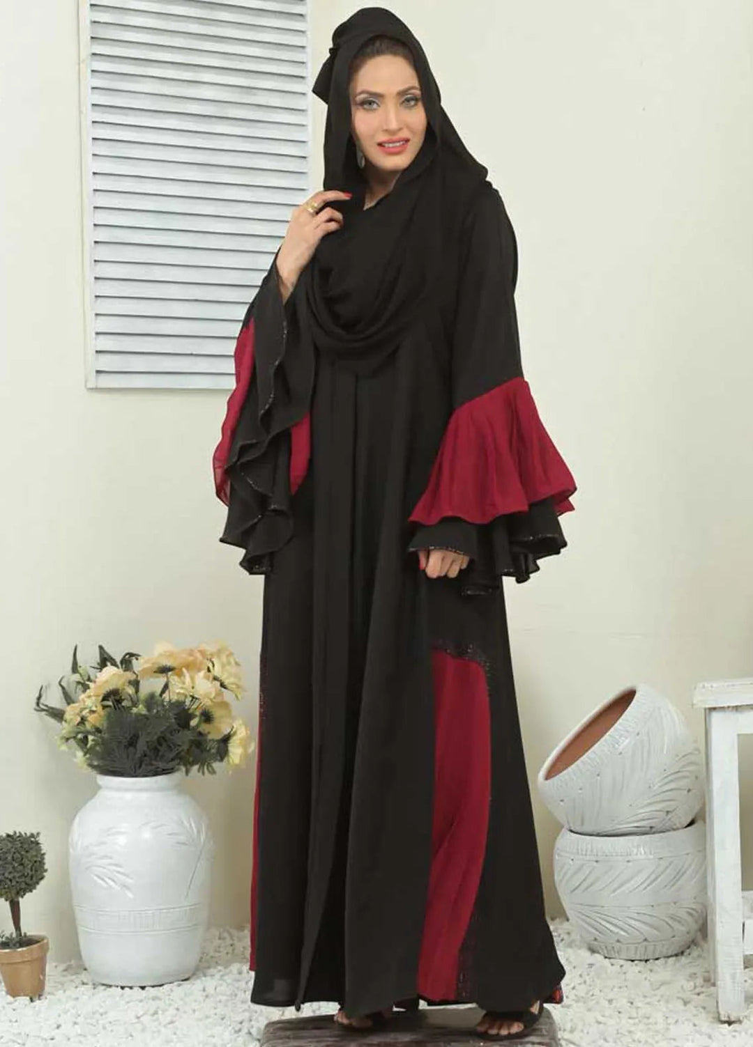 Hijab ul Ameer Pret Casual  Abaya Lavish Red