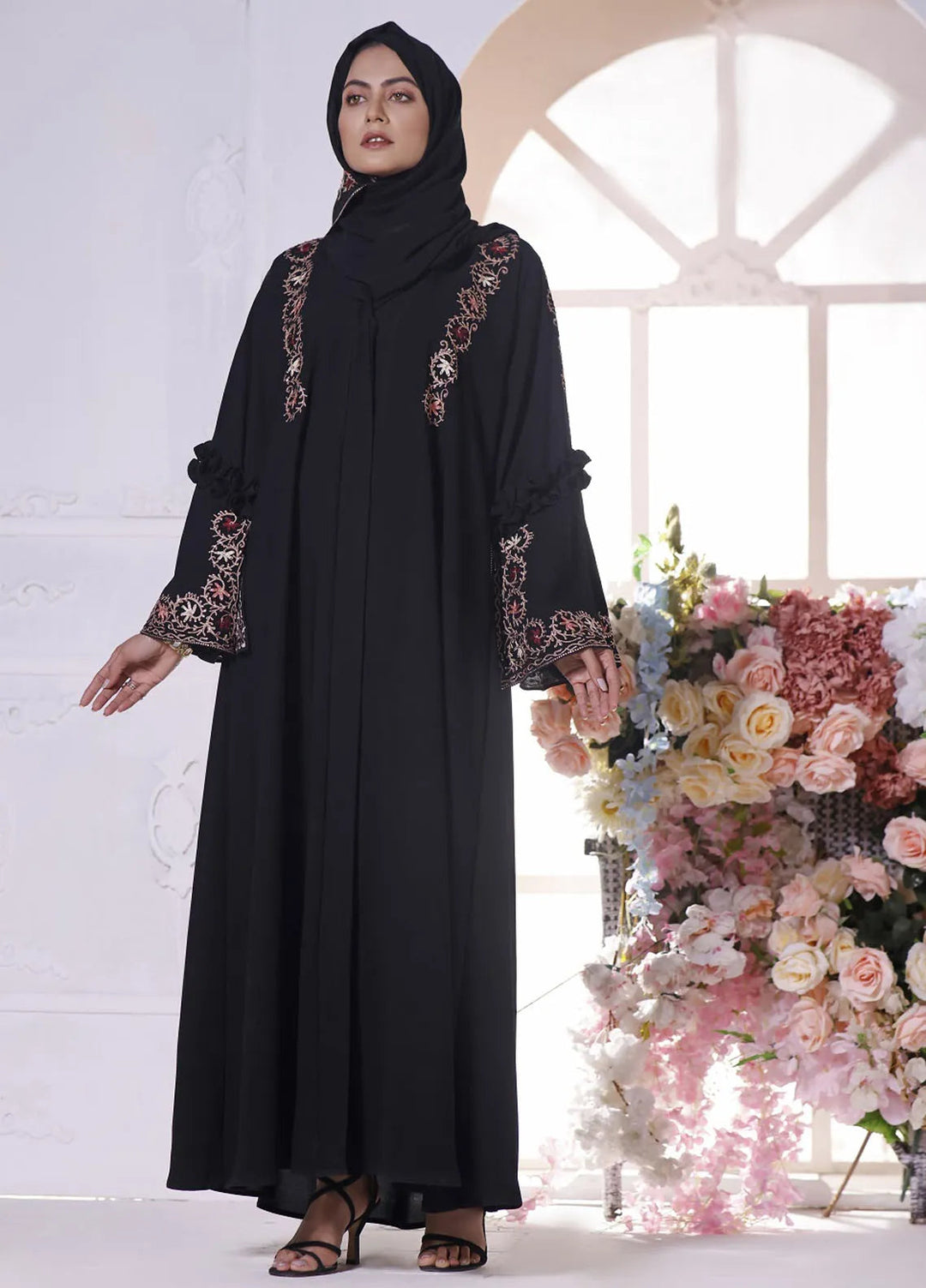 Hijab ul Ameer Pret Embroidered  Abaya JS 683 Embroidery Abaya