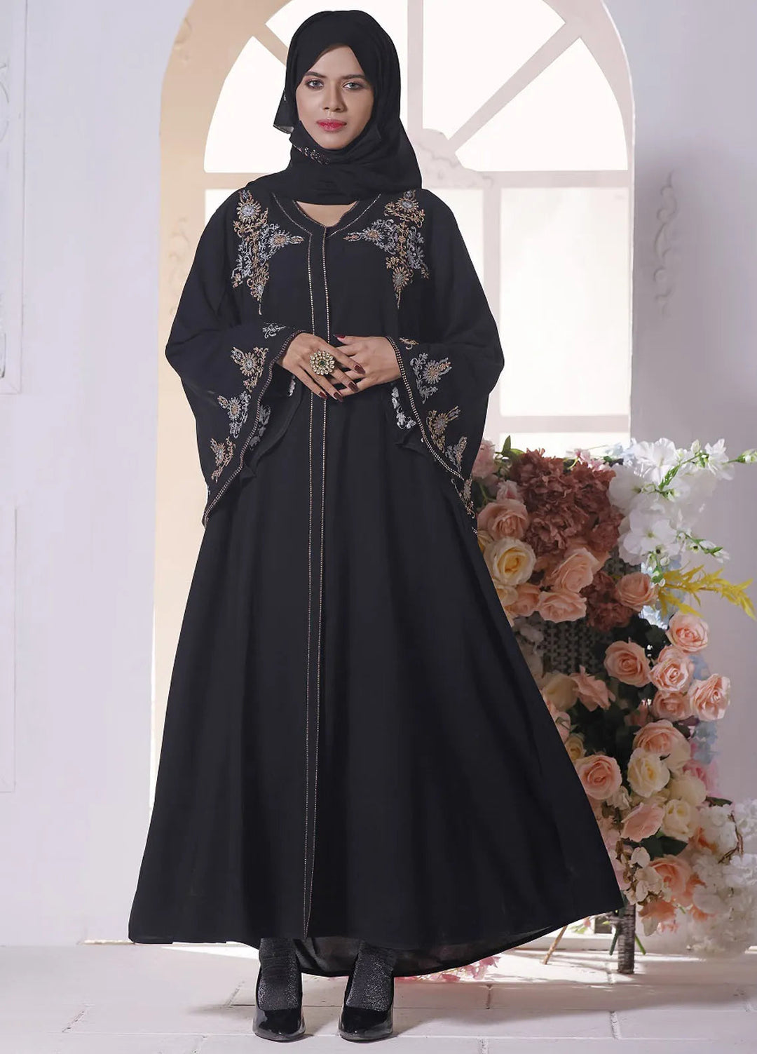 Hijab ul Ameer Pret Embroidered  Abaya JS 688 Embroidery Abaya