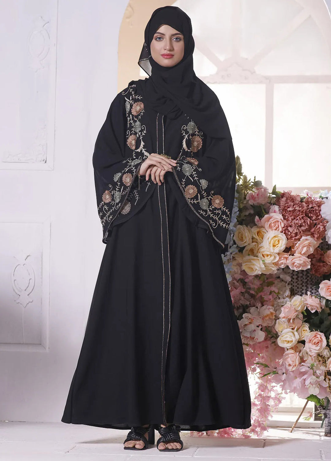 Hijab ul Ameer Pret Embroidered  Abaya JS 690 Embroidery Abaya