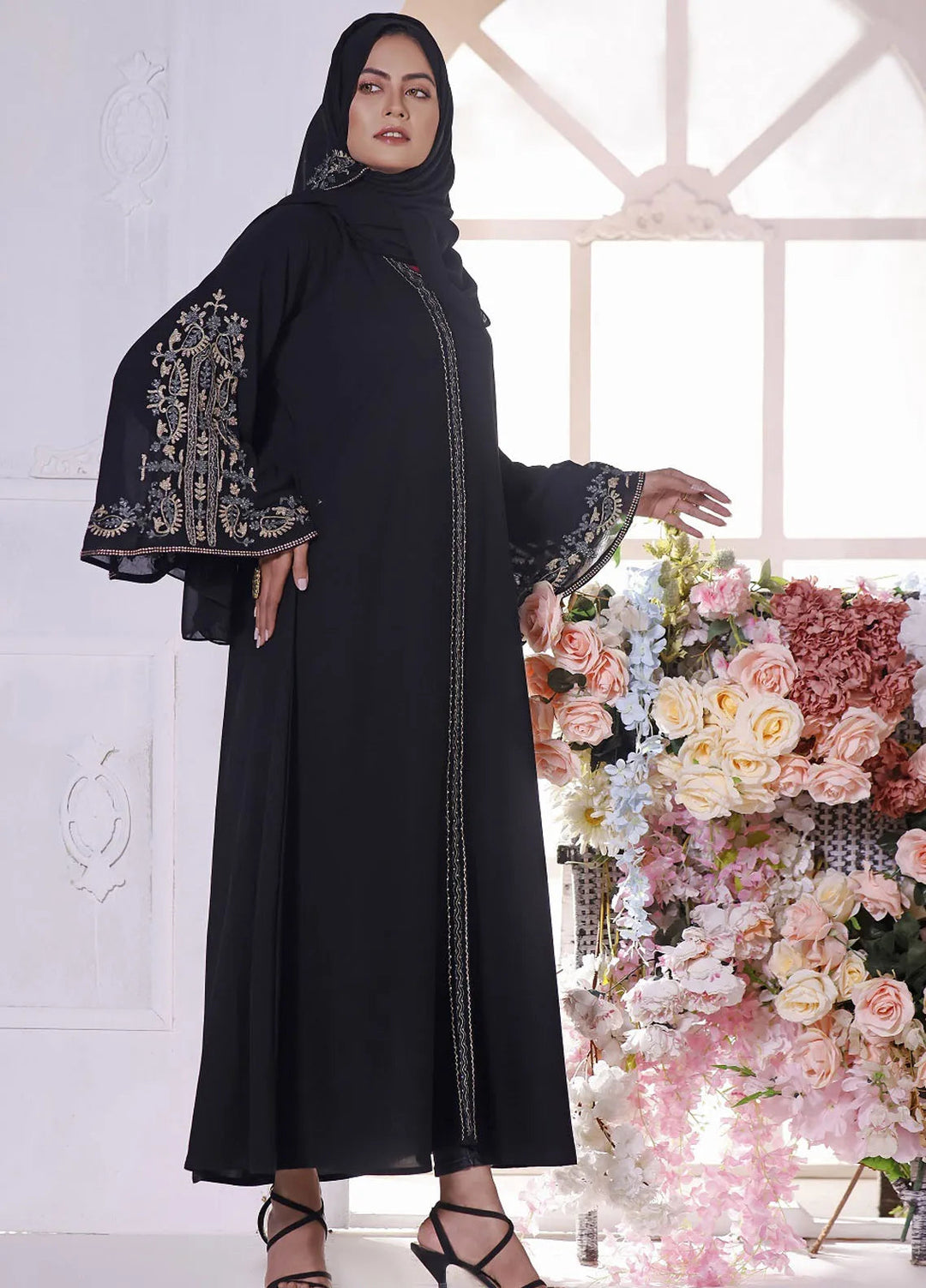 Hijab ul Ameer Pret Embroidered  Abaya JS 691 Embroidery Abaya