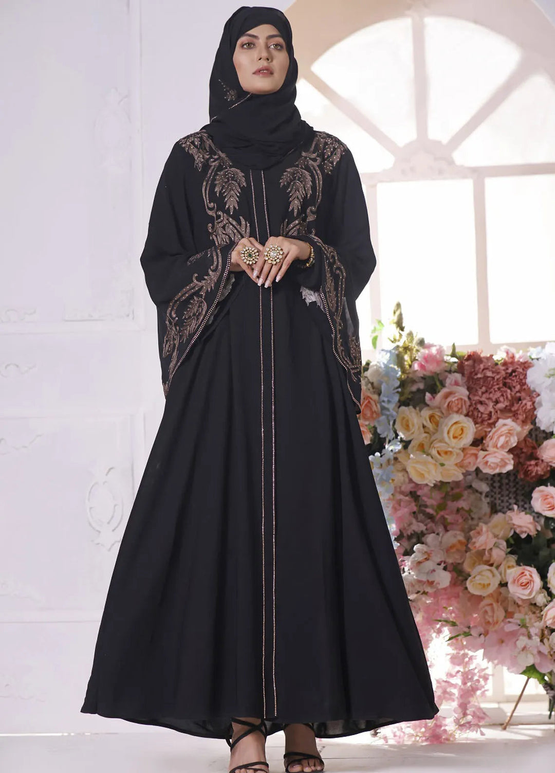 Hijab ul Ameer Pret Embroidered  Abaya JS 696 Embroidery Abaya