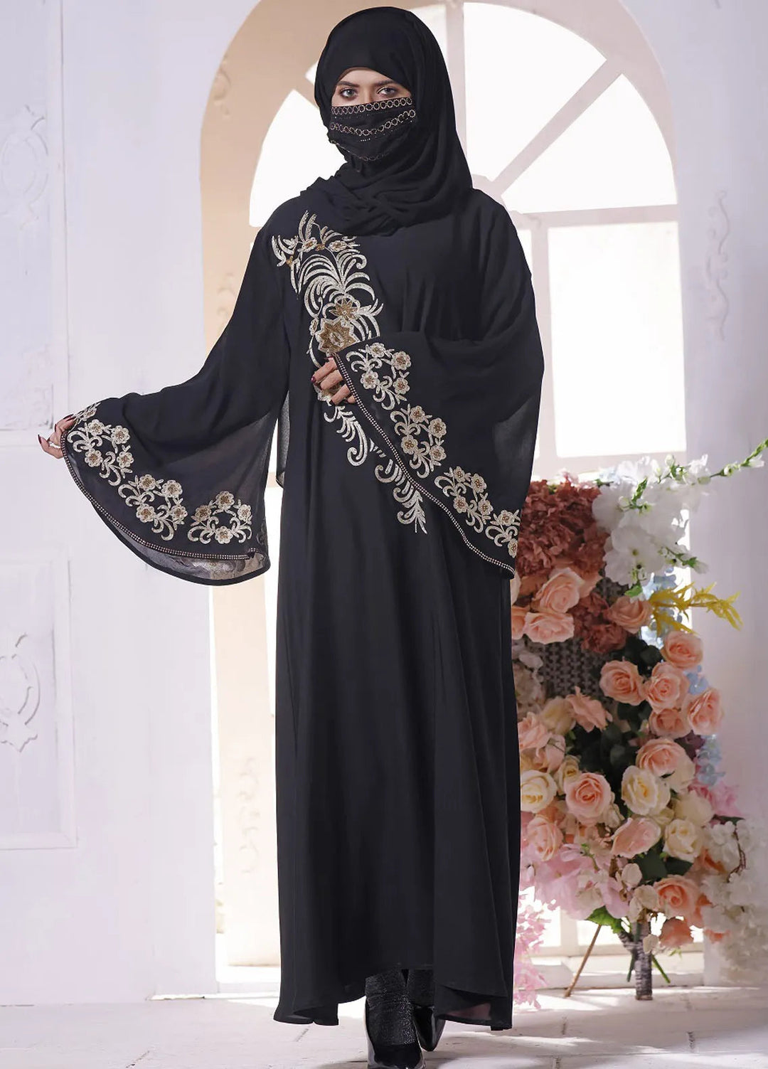 Hijab ul Ameer Pret Embroidered  Abaya JS 708 Embroidery Abaya