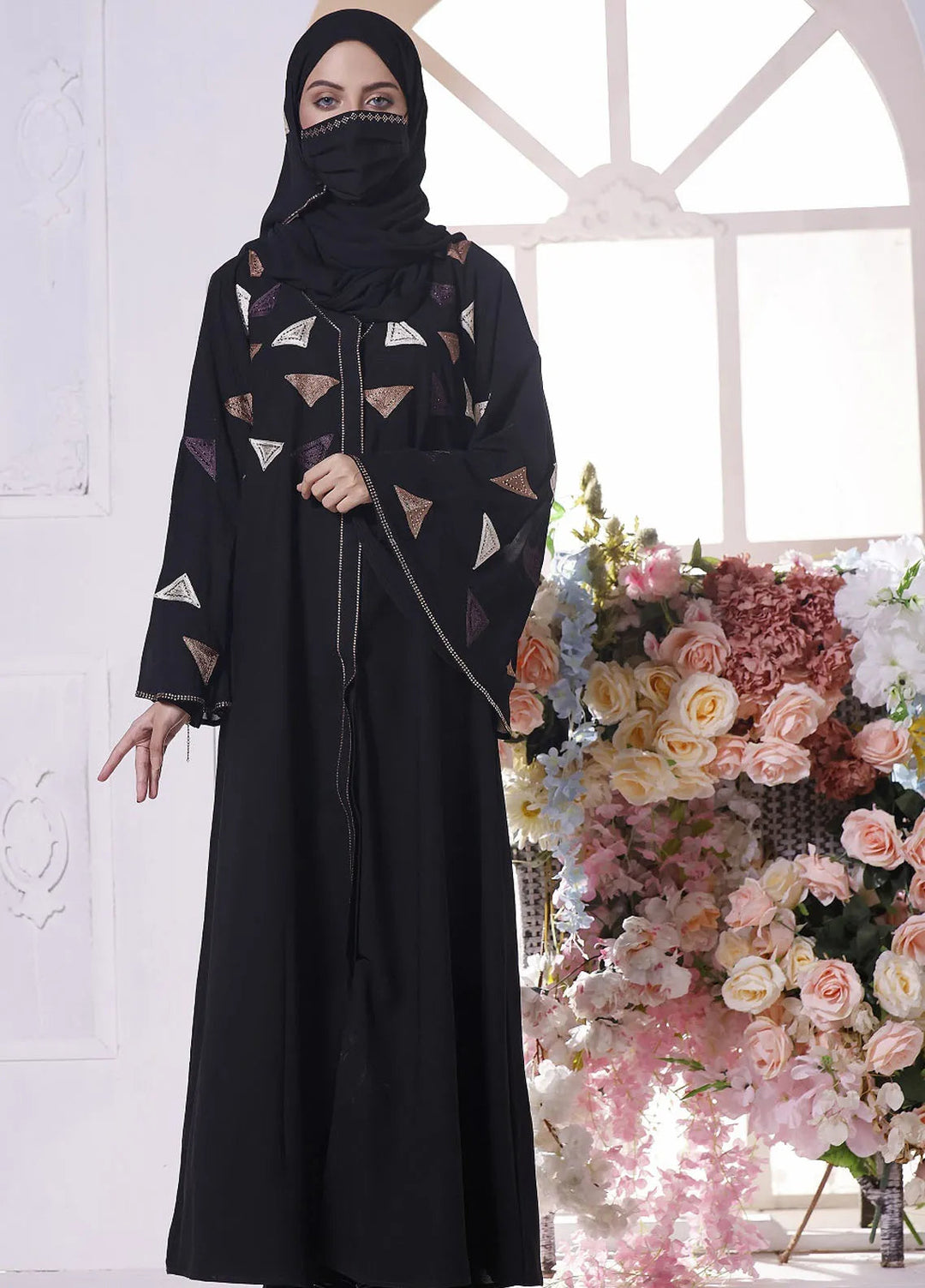 Hijab ul Ameer Pret Embroidered  Abaya JS 709 Embroidery Abaya