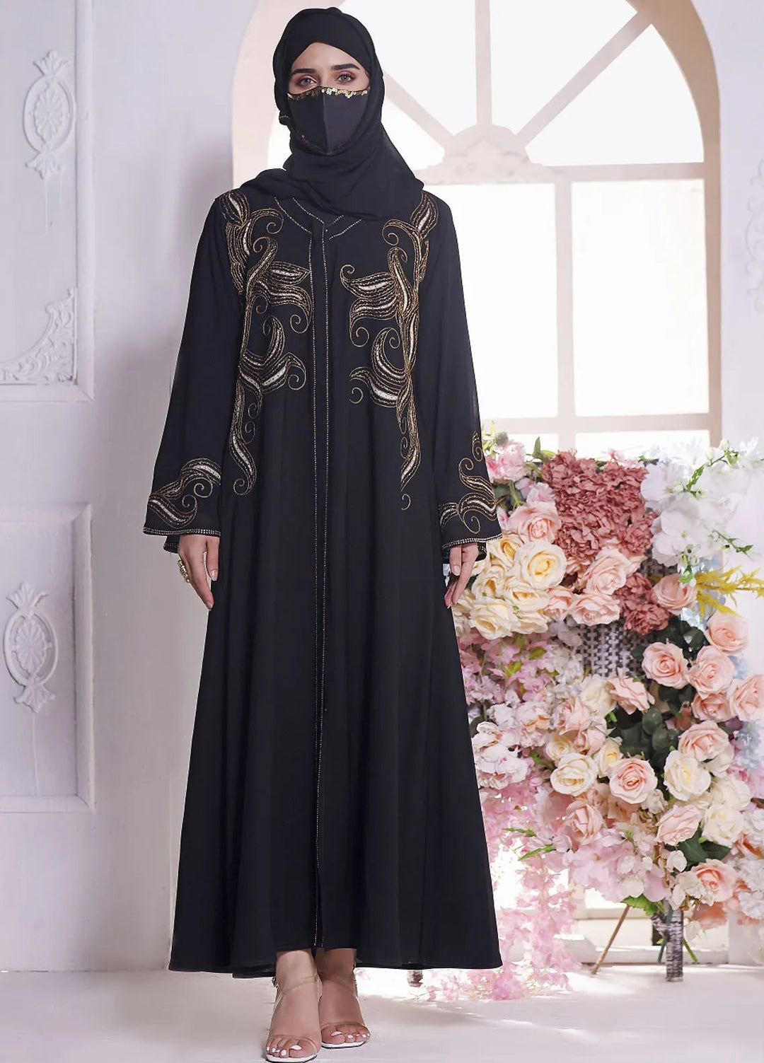Hijab ul Ameer Pret Embroidered  Abaya JS 710 Embroidery Abaya