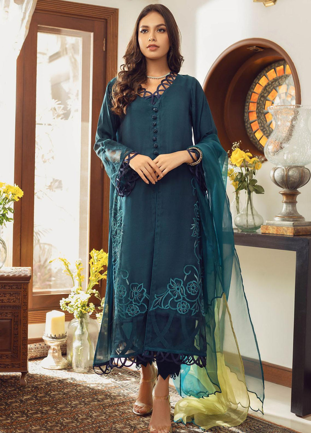 Hue Luxury Pret Organza Shirt HUP22AR FIZAH