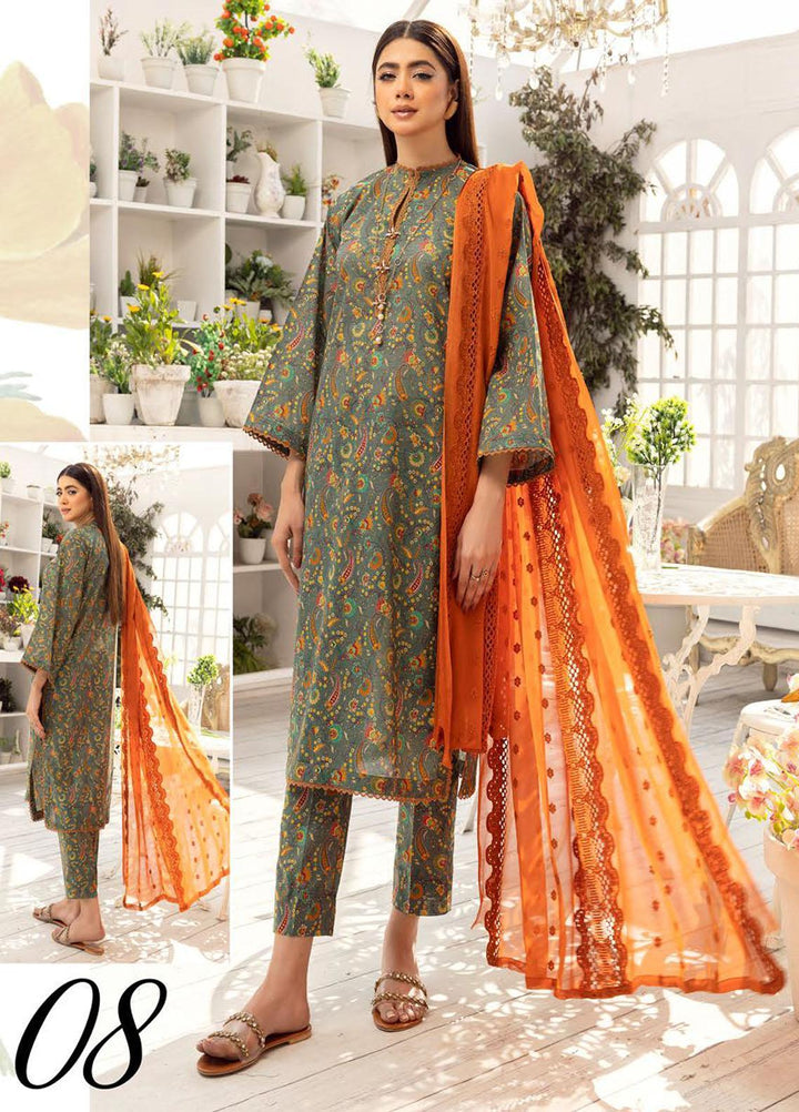 Husn-E-Jahan By Aalaya Printed Lawn Suits Unstitched 3 Piece ALY23HJ D-08 - Summer Collection