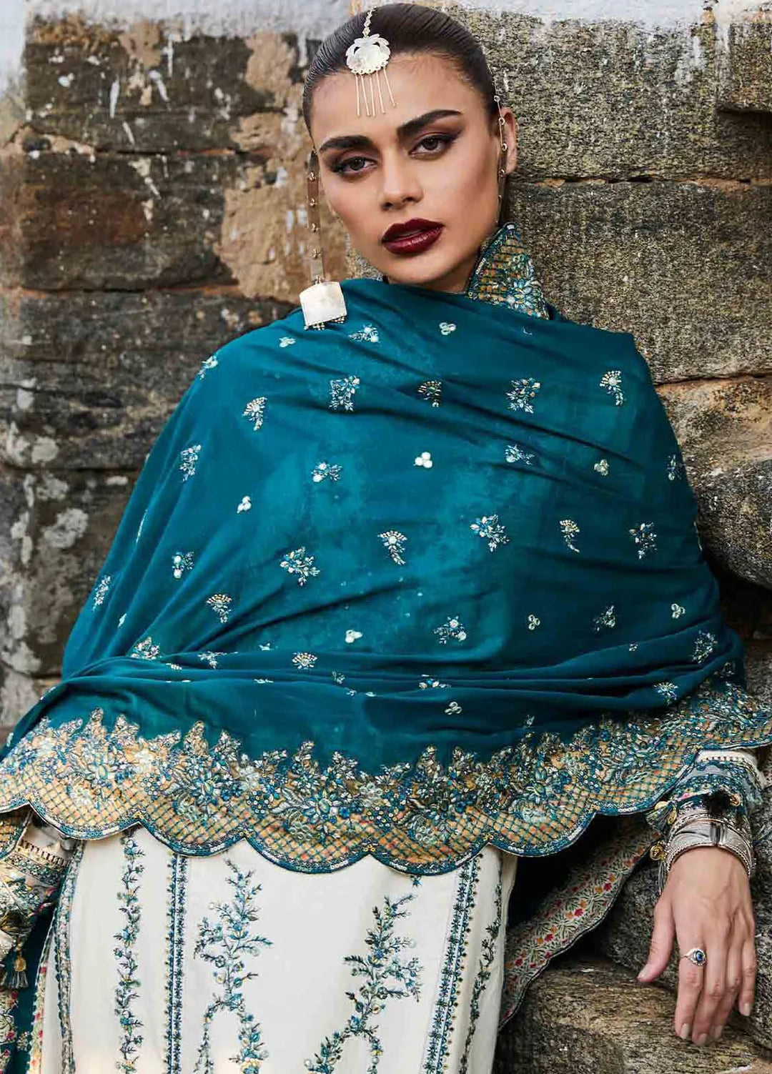 Hussain Rehar Embroidered Lawn Suit Unstitched 3 Piece HRR25LL D-10 Veil - Summer Collection