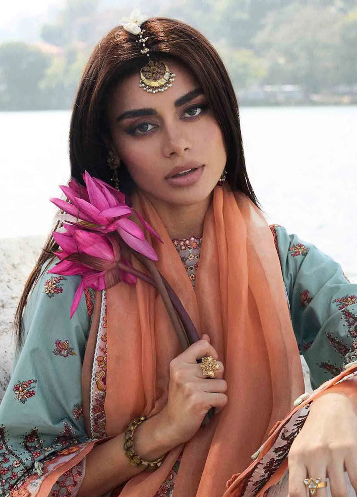 Hussain Rehar Embroidered Lawn Suit Unstitched 3 Piece HRR25LL D-12 Malibu - Summer Collection