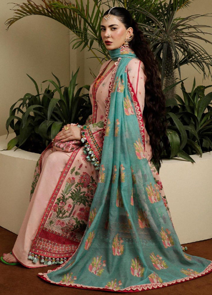 Hussain Rehar Embroidered Lawn Suits Unstitched 3 Piece HRR23FE Pembe - Spring / Summer Collection