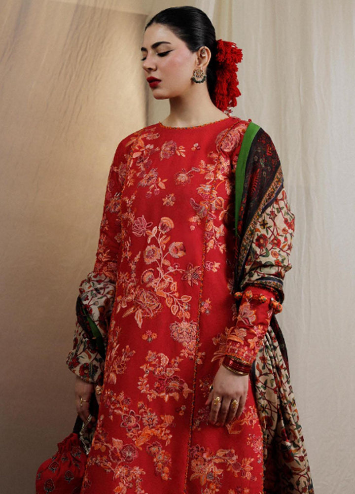 Hussain Rehar Embroidered Lawn Suits Unstitched 3 Piece HRR23FE Berry - Spring / Summer Collection