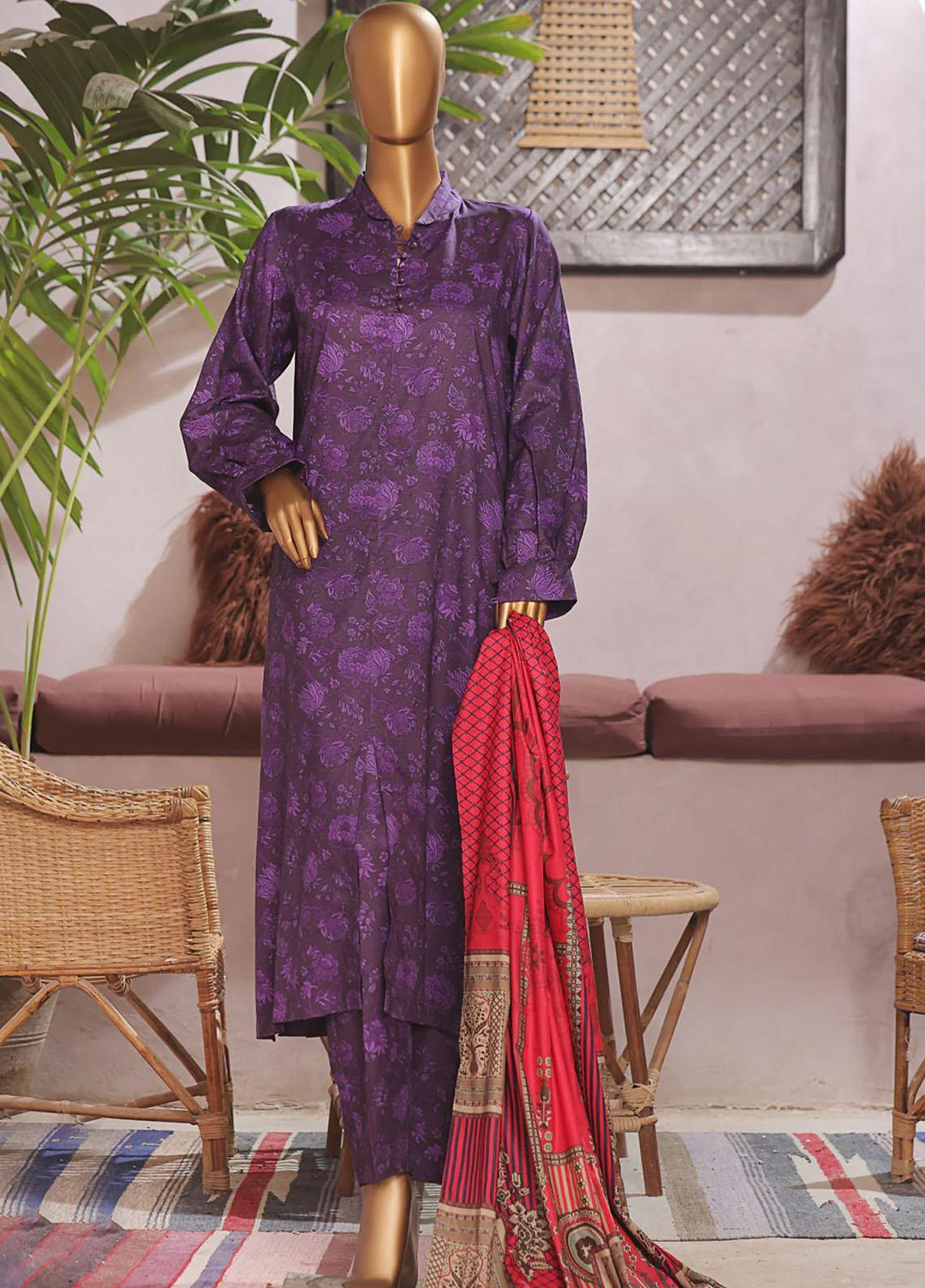 HZ Textiles Printed Linen Suits Unstitched 3 Piece HZ23PL3 LWP-07 - Winter Collection