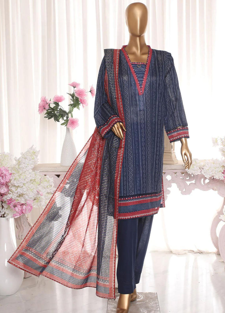 HZ Textiles Printed Lawn Suits Unstitched 3 Piece HZ23PZ PPC-17 - Summer Collection