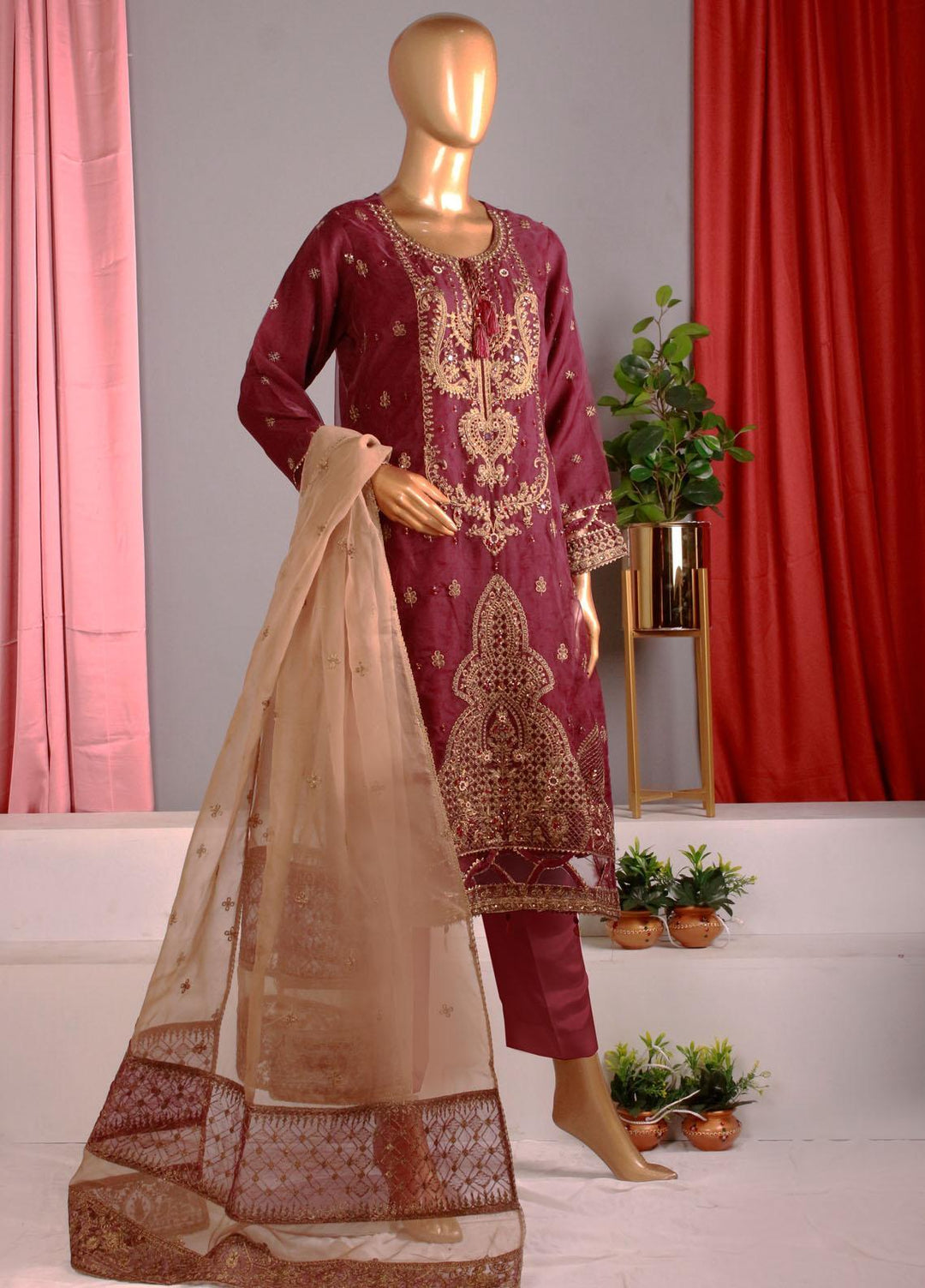 HZ Textiles Luxury Pret Embroidered Organza 2 Piece Suit HZ22PRT HZK 15 A