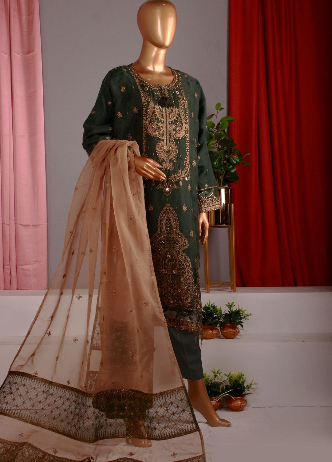 HZ Textiles Luxury Pret Embroidered Organza 2 Piece Suit HZ22PRT HZK 15 B
