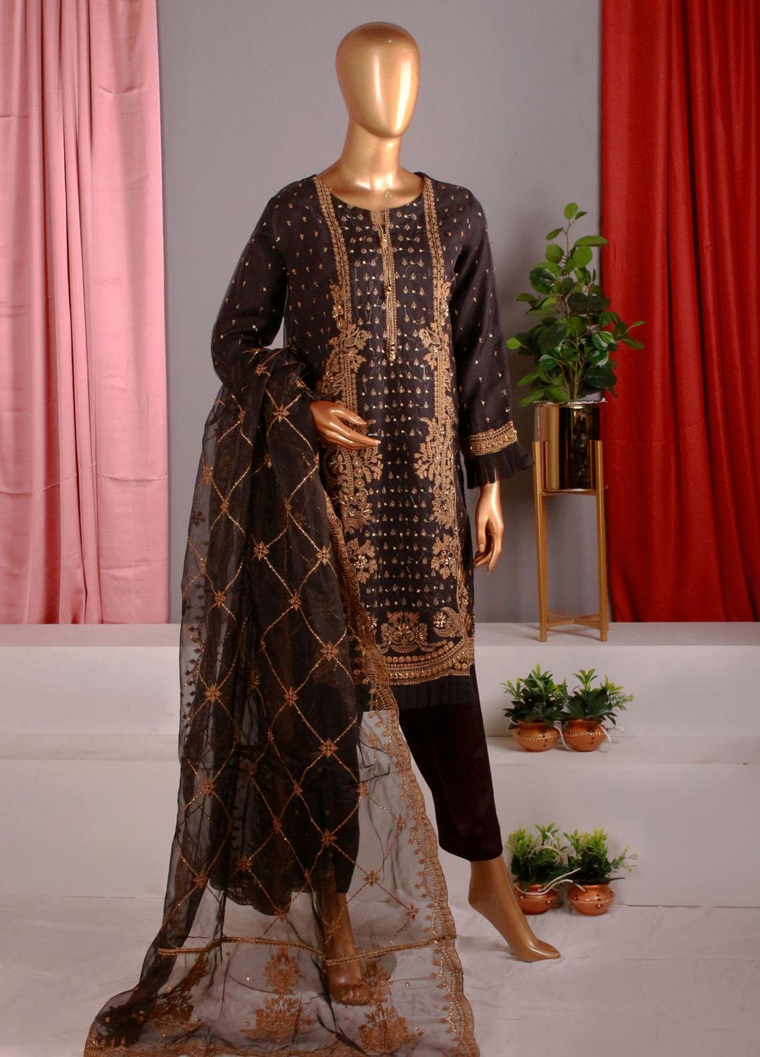 HZ Textiles Luxury Pret Embroidered Organza 2 Piece Suit HZ22PRT HZK 27 B