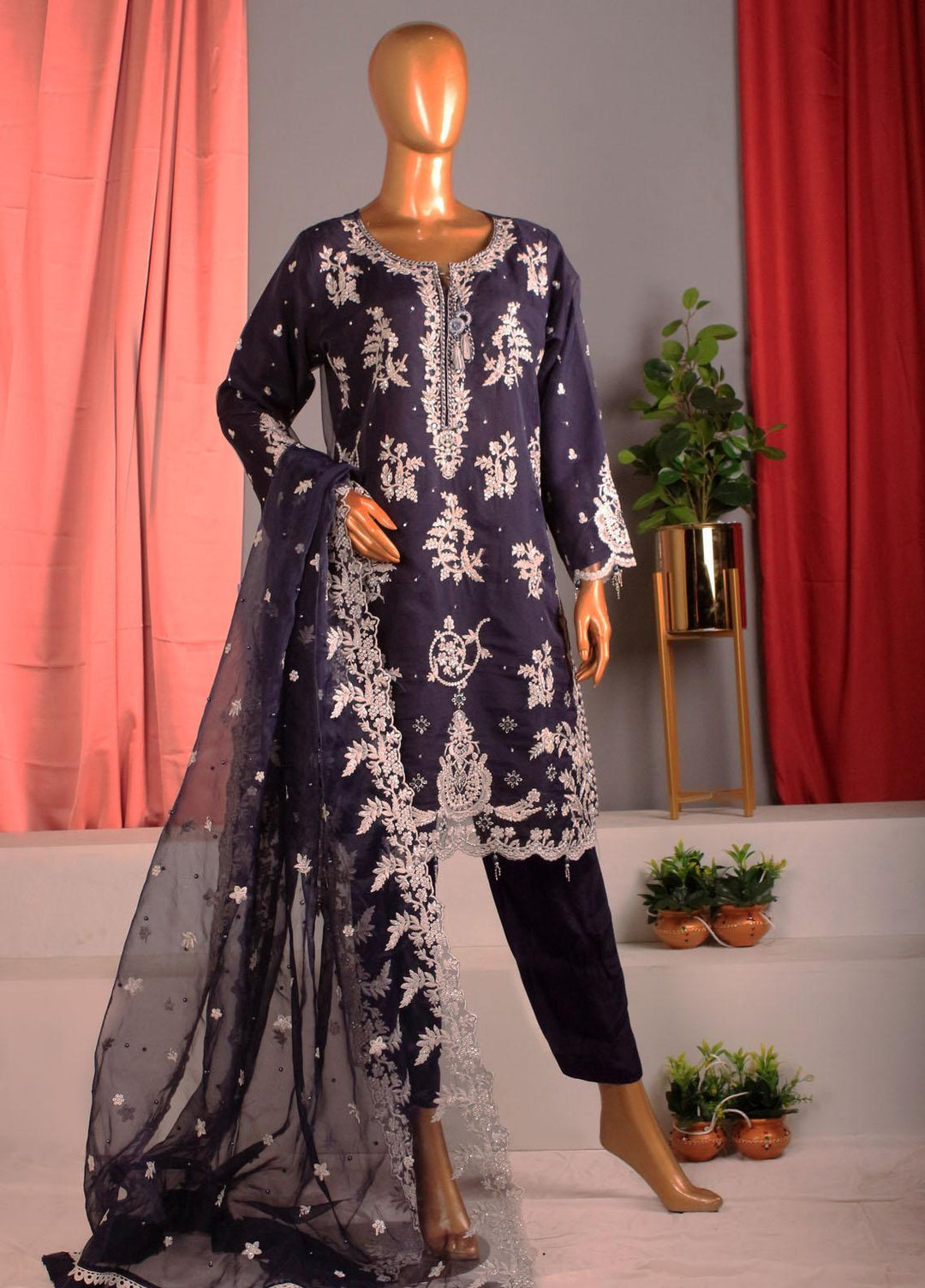 HZ Textiles Luxury Pret Embroidered Organza 2 Piece Suit HZ22PRT HZK 49 A