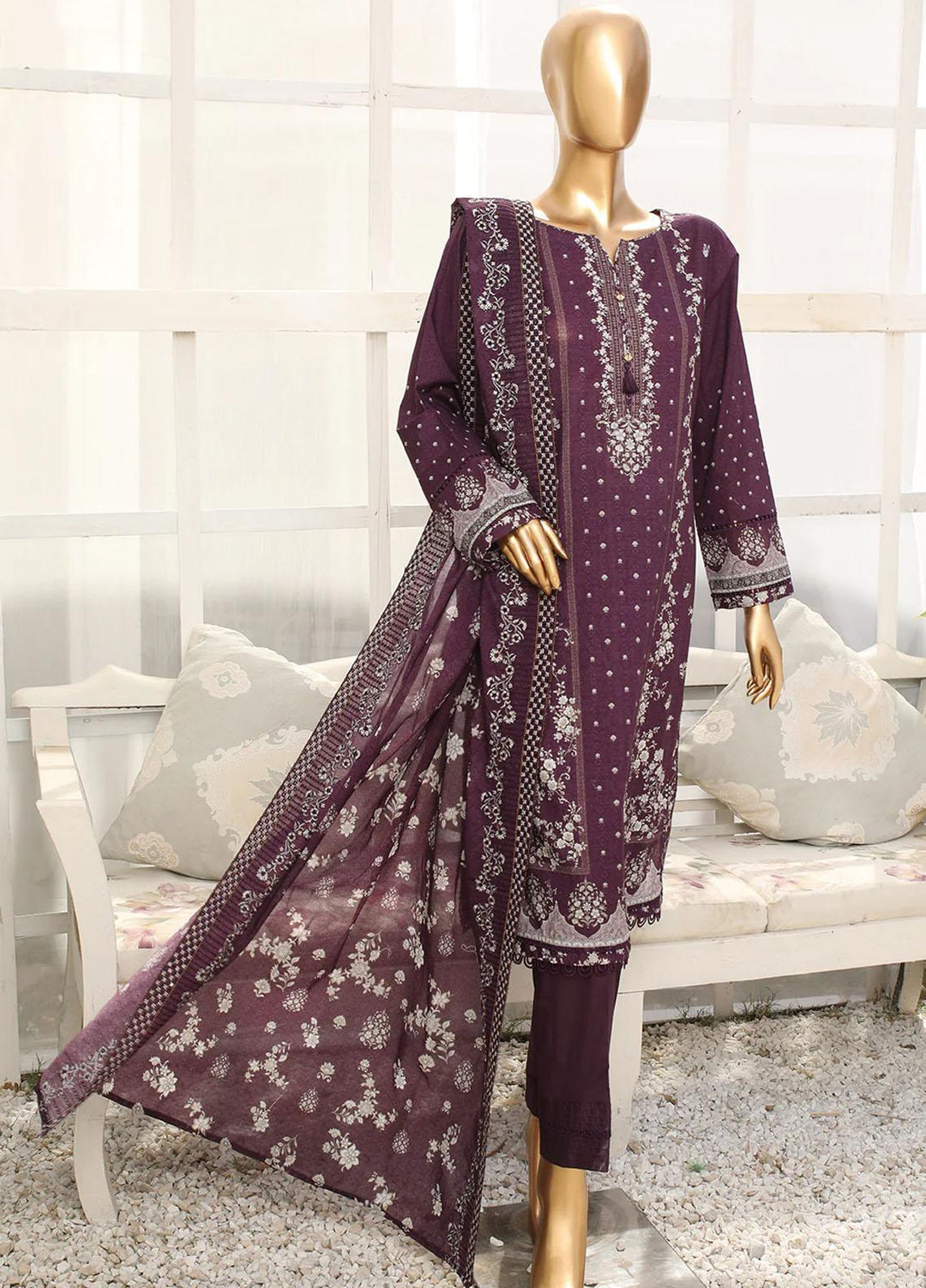 HZ Textiles Printed Lawn Suits Unstitched 3 Piece HZ23M MC-1004 - Summer Collection