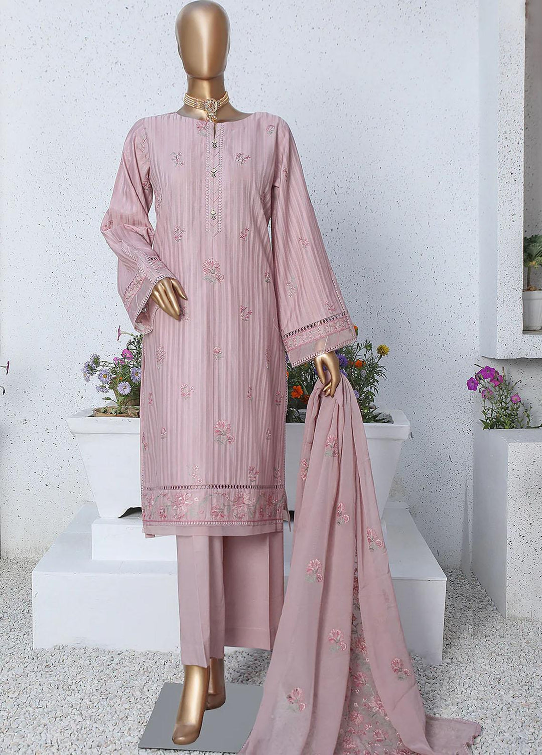 HZ Textiles Embroidered Cotton Suits Unstitched 3 Piece HZ23TF TFE-04 - Festive Collection
