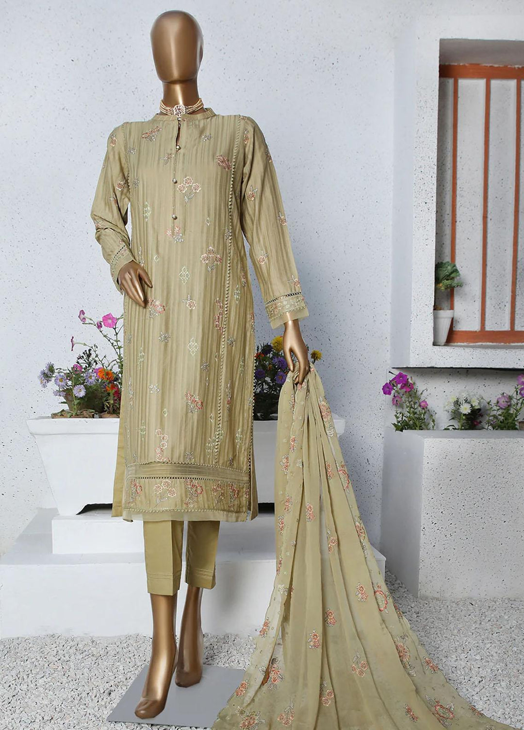 HZ Textiles Embroidered Cotton Suits Unstitched 3 Piece HZ23TF TFE-06 - Festive Collection