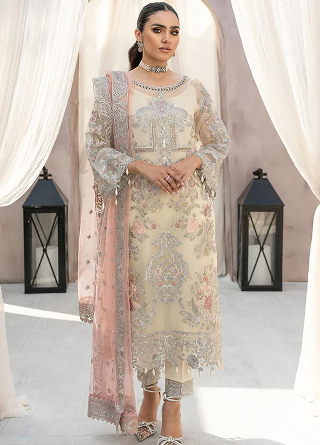 Festive De Verano By Imrozia Embroidered Organza Suits Unstitched 3 Piece I-157 Dreamy Daisy - Luxury Collection
