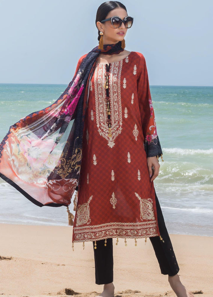 Regalia Textiles Embroidered Lawn Suits Unstitched 3 Piece RG21IN D-06 - Summer Collection