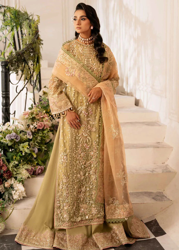 Inayat By Ajr Embroidered Net Suit Unstitched 4 Piece AJR24IWD-01 Brewing Matcha - Formal Collection